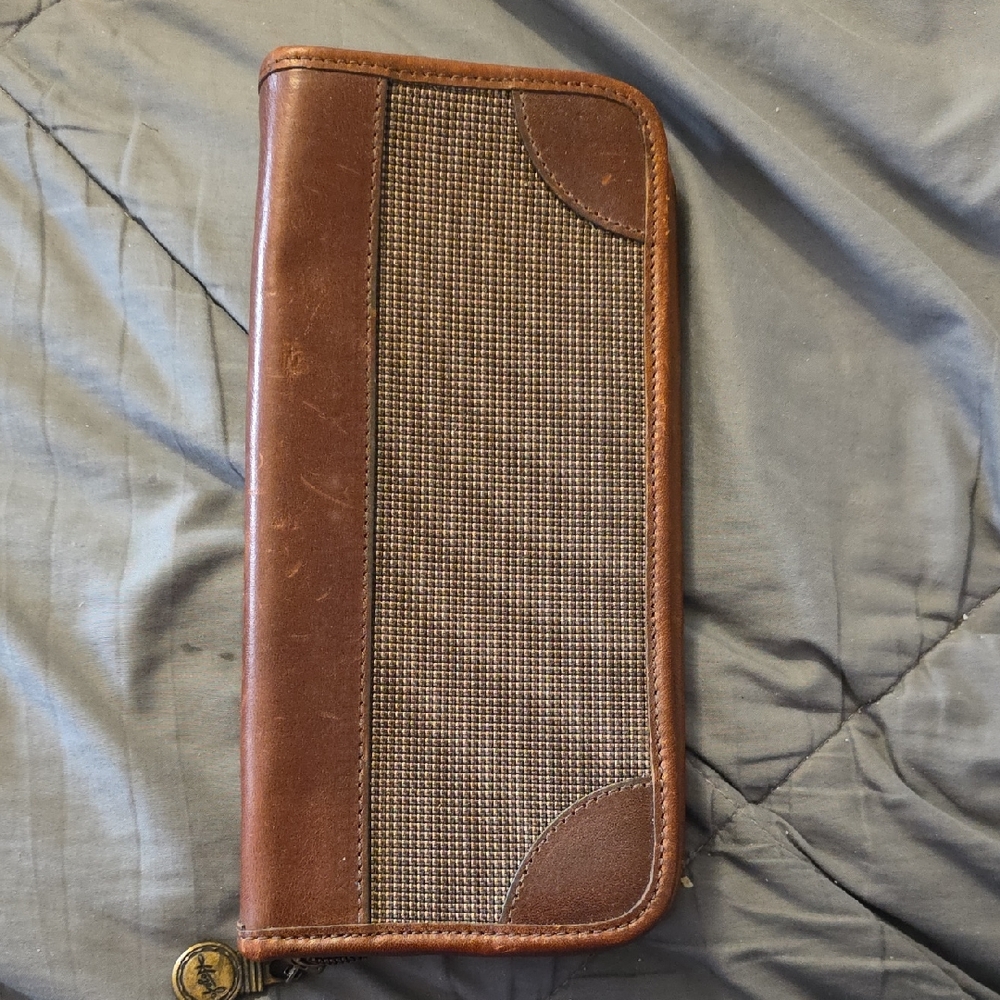 Vintage Brown Leather and Fabric Wallet